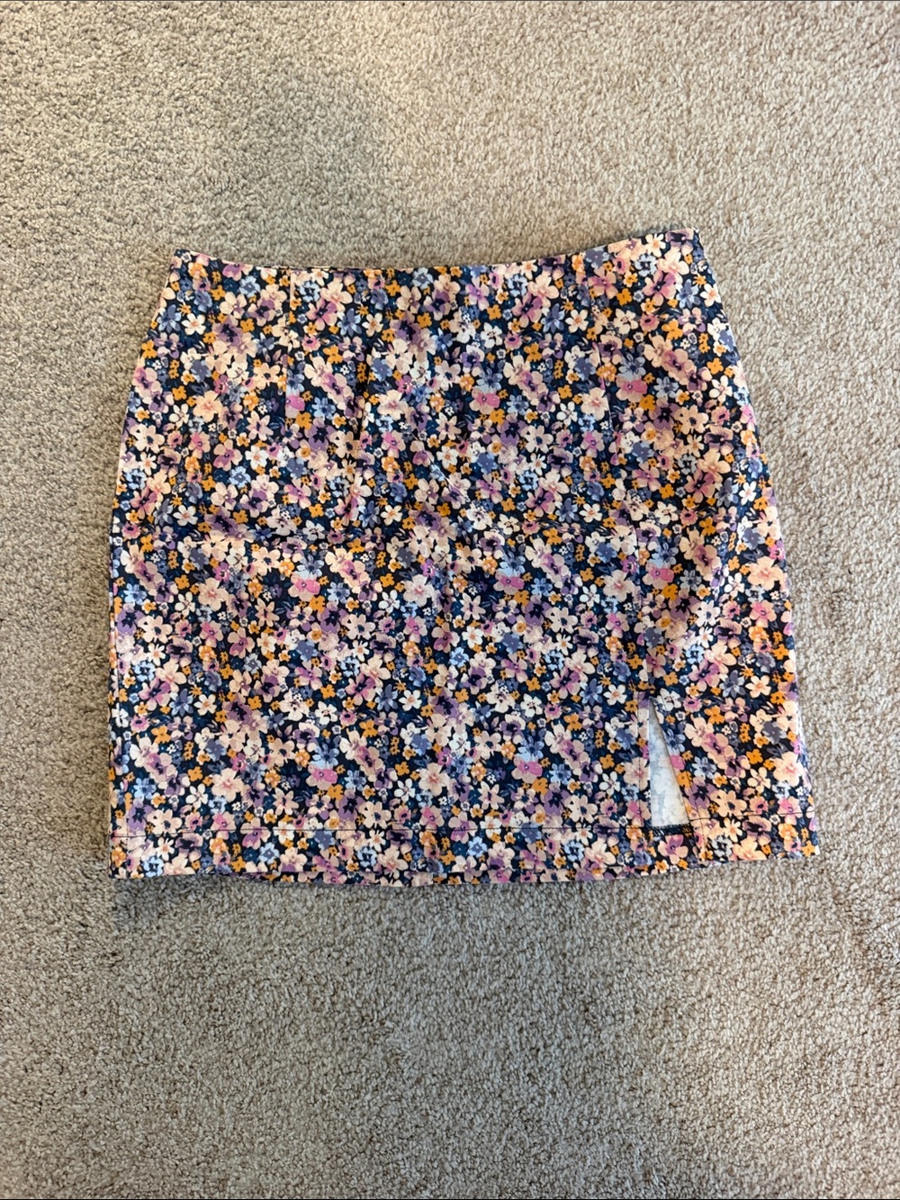 wild fable Navy Floral Mini Skirt with Pink, Yellow & Purple Blooms